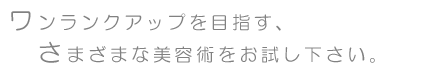 ワンランクアップを目指す、さまざまな美容術をお試し下さい